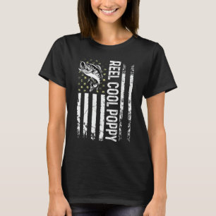 Mens Fiske Usa Flag Rulle Cool Poppy För Pappa Hu T Shirt