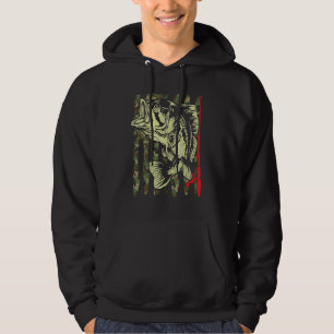 Mens fiskegave amerikansk flagg fiskespö rolig pap hoodie
