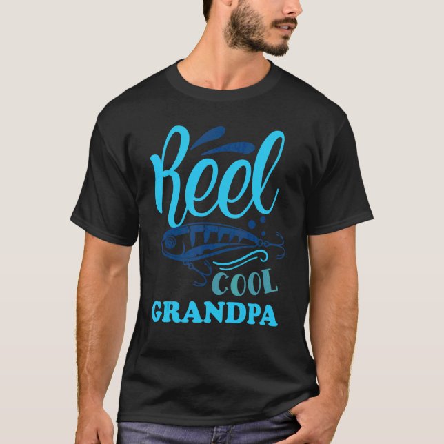Mens Fiskerulle Cool Farfar Fiskare Fars Dag F T Shirt (Framsida)