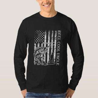 Mens Fiskerulle Cool Uncle Amerikansk Flagga T Shirt