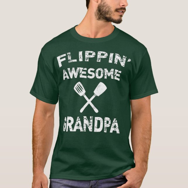 Mens Flippin Awesome Grandpa Fun Cooking BBQ T Shirt (Framsida)