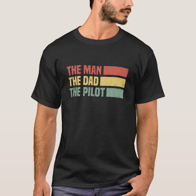 Mens Flying Airplane Captain - Aviator Flight Line T Shirt (Framsida)