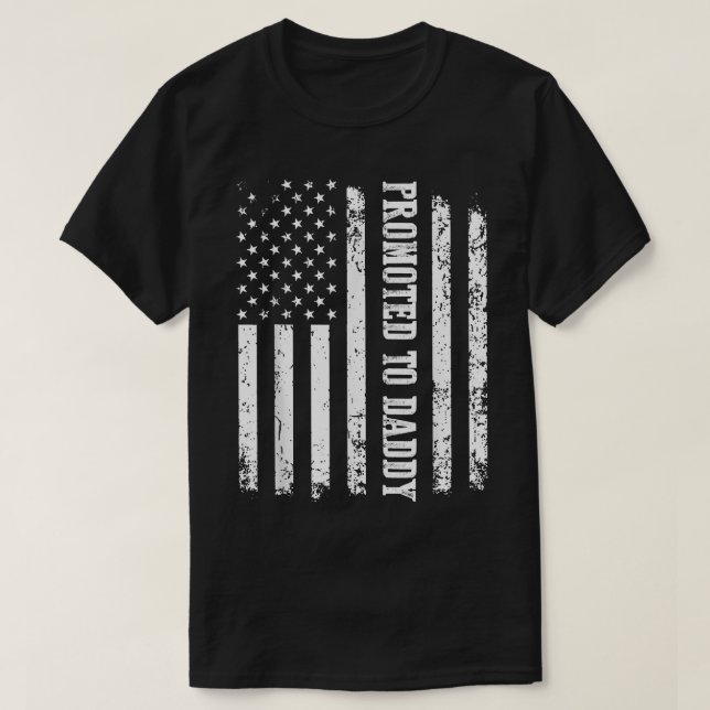 Mens Första gången Pappa USA Flagga  Befordrad Til T Shirt (Design framsida)