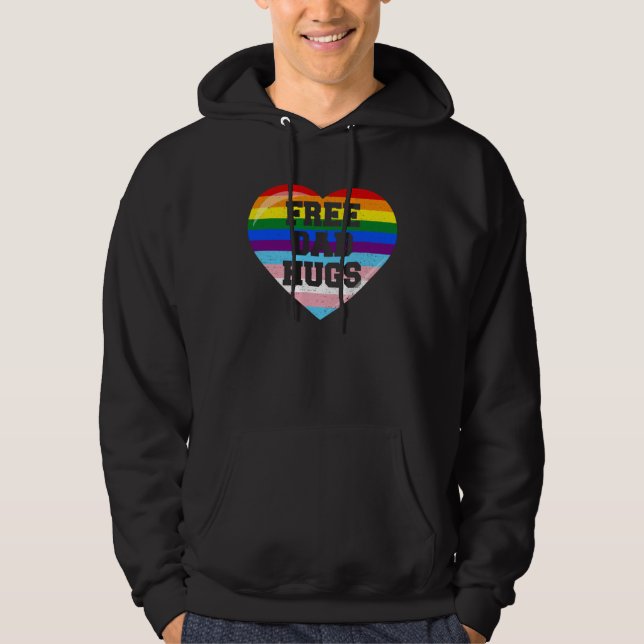 Mens Free Dad Hugs Trans LGBT Supports Gay Pride M Hoodie (Framsida)