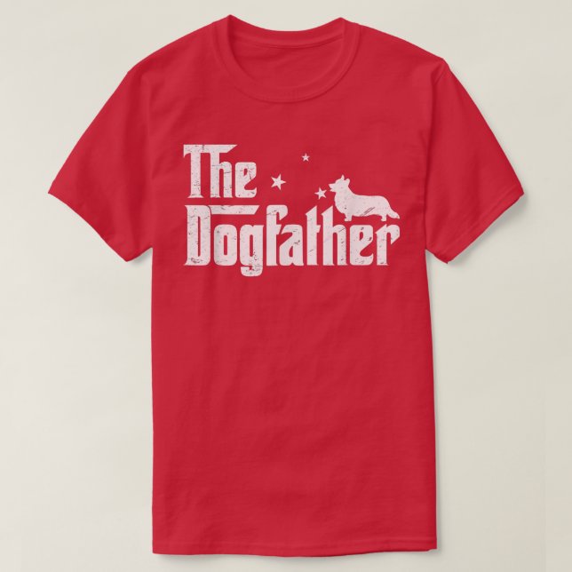 Mens Funny Corgi Dogfather Distressed Father's Day T Shirt (Design framsida)