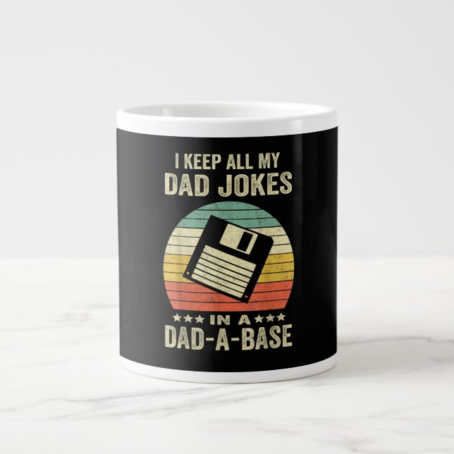 Mens Funny dad Jokes in dad-a-Base Jumbo Mugg (Framsidan)
