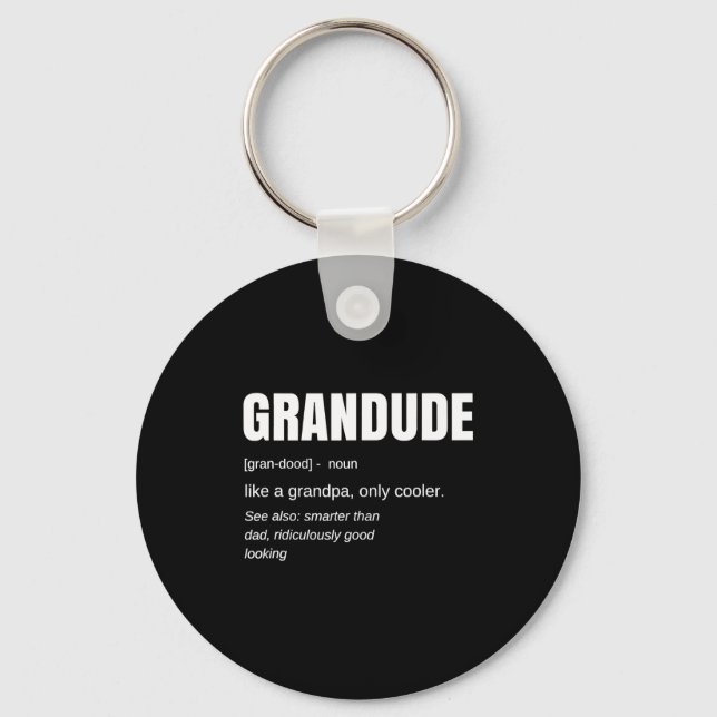 Mens Funny Grandude Cool Grandpa Novelty  Nyckelring (Framsida)