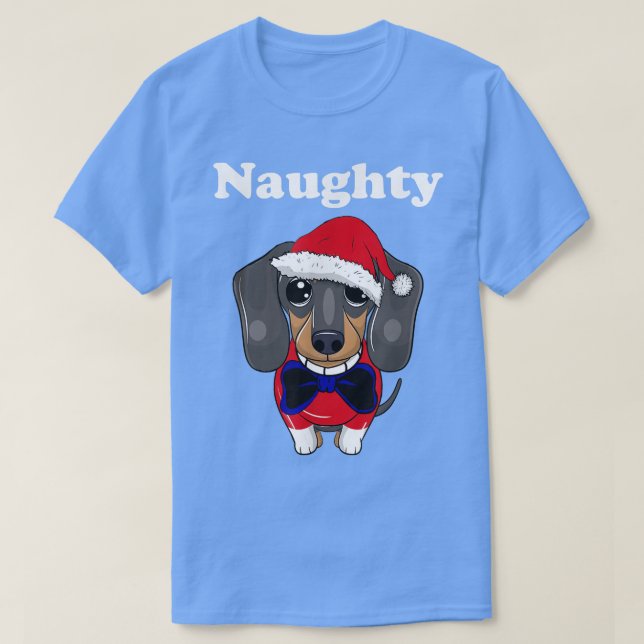Mens Funny Naughty Christmas Dachshund Funny Wiene T Shirt (Design framsida)