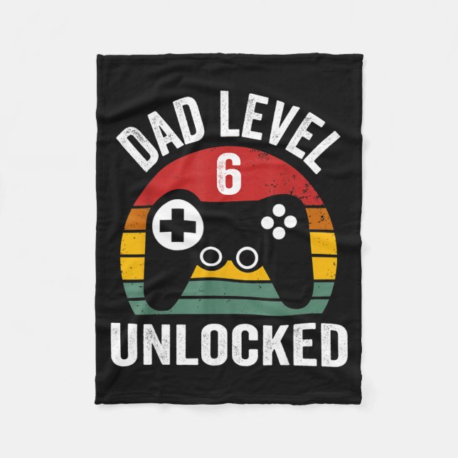 Mens Funny New Dad Shirt Dad Level 6 Unlocked For  Fleecefilt (Framsidan)