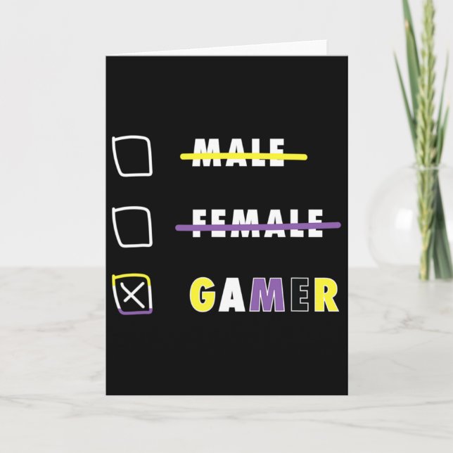 Mens Funny Nonbinary Gamer En  Kort (Framsida)