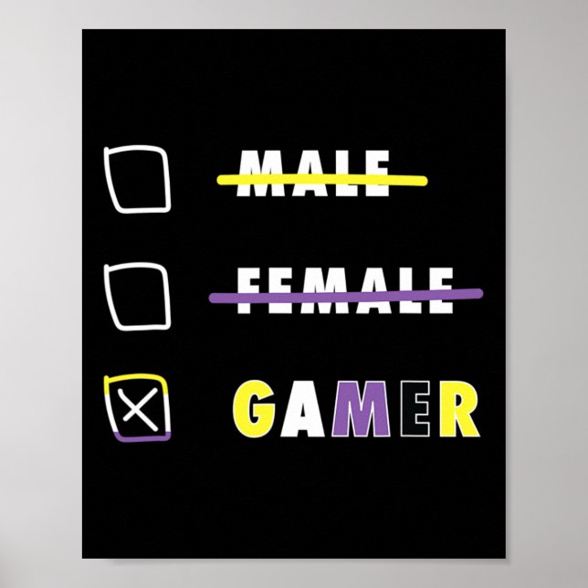 Mens Funny Nonbinary Gamer En  Poster (Framsidan)