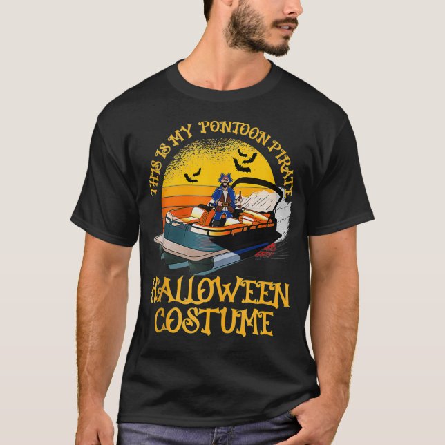Mens Funny Pontoon Boat Pirate Captain Costume  Ha T Shirt (Framsida)