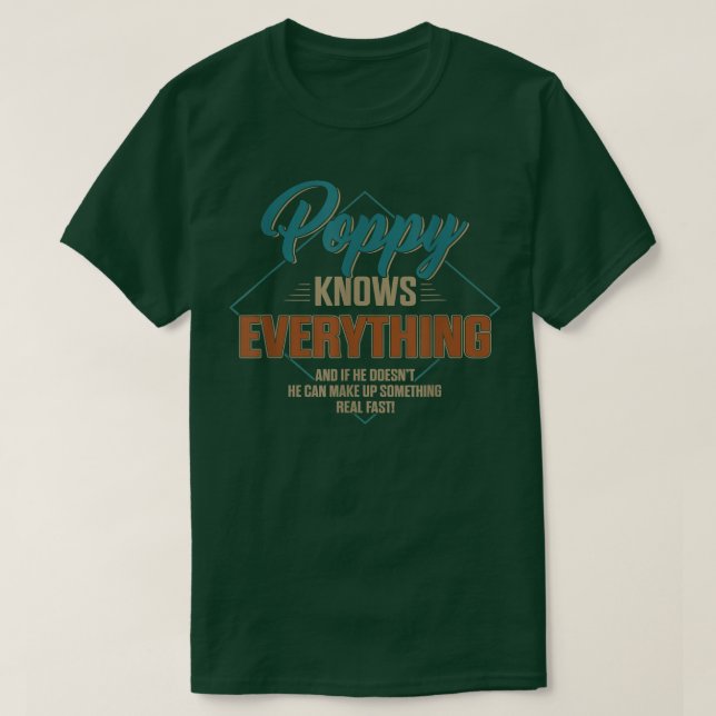 Mens Funny Poppy Knows Everything For Grandpa And  T Shirt (Design framsida)