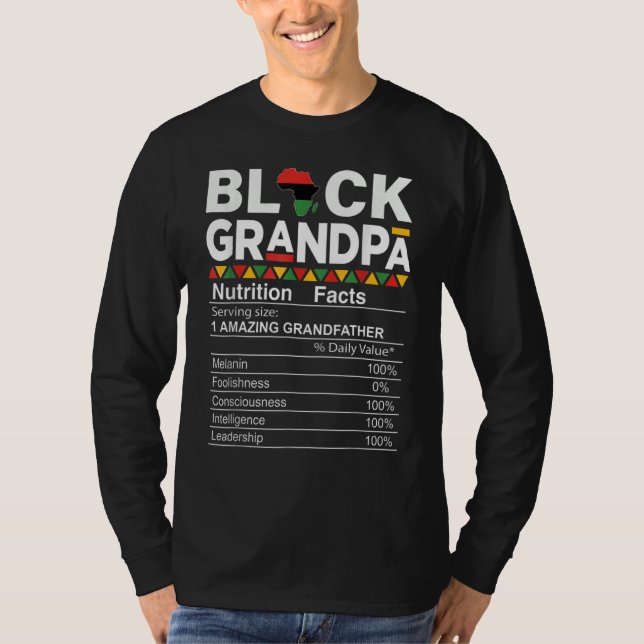 Mens Funny Proud Black Grandpa Nutrition Facts Afr T Shirt (Framsida)