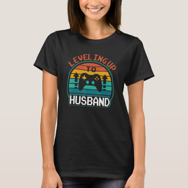 Mens  Gaming Promoted to husband Leveling Up To Hu T Shirt (Framsida)