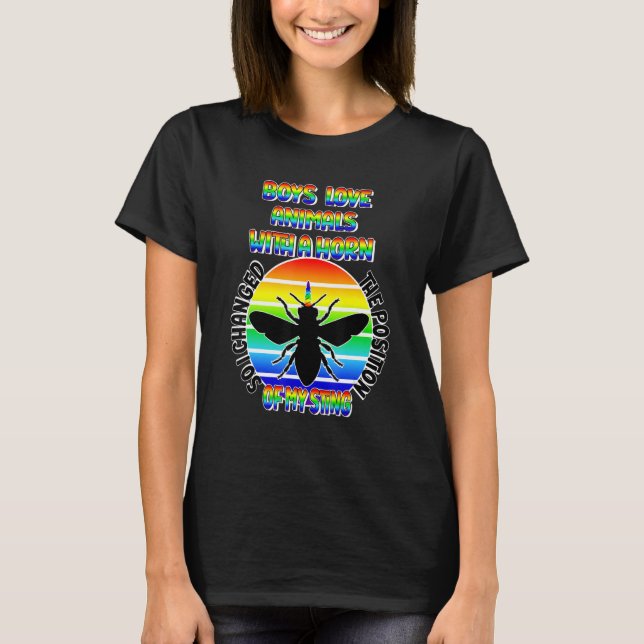 Mens Gay Boys Sting Beekeeper Rainbow Bee Pride LG T Shirt (Framsida)