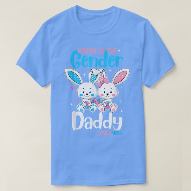Mens Gender Reveal Daddy Loves You Bunny Easter Pr T Shirt (Design framsida)