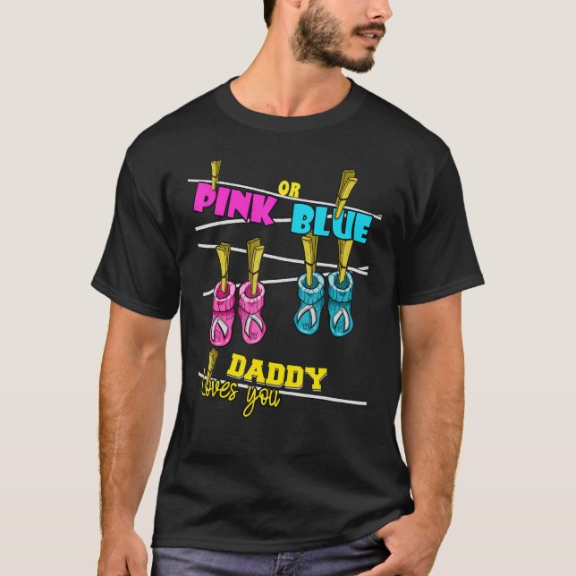 Mens Gender Reveal Party Baby Shower Daddy Pinknes T Shirt (Framsida)