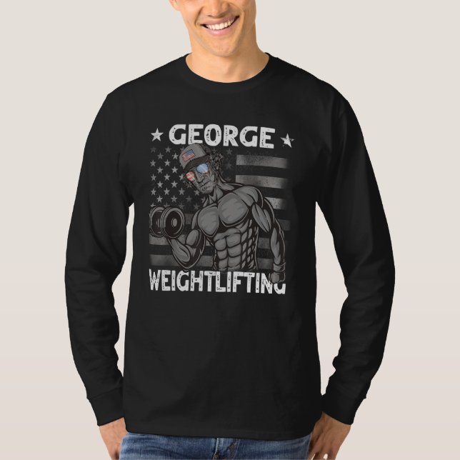 Mens George Weightlifting Washington Bro 4th of Ju T Shirt (Framsida)