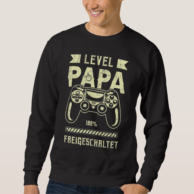 Mens German Fresh dad Level dad Game controller 1 Lång Ärmad Tröja (Framsida)
