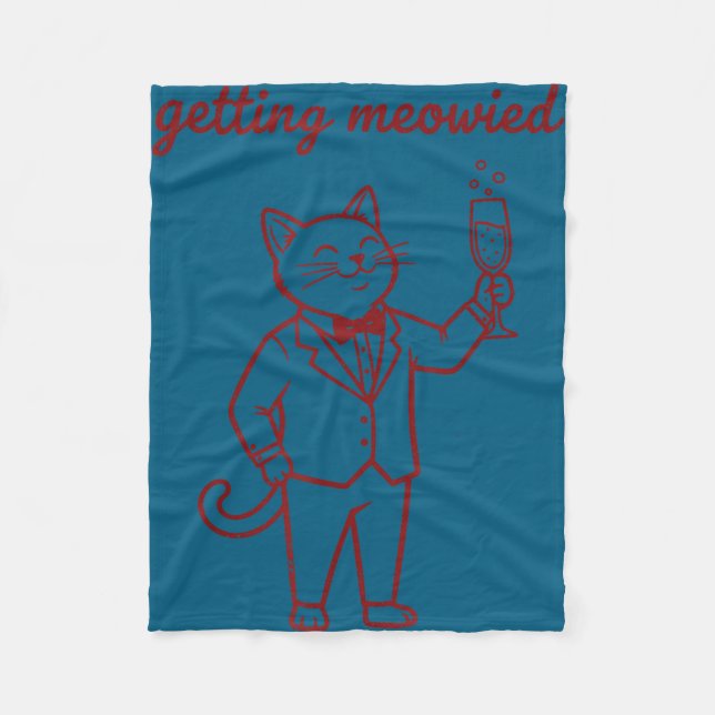 Mens getting meowied funny cat wedding bride groom fleecefilt (Framsidan)