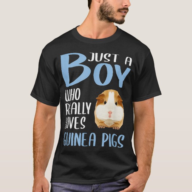 Mens Gift Cavy Just A Boy Who Really Loves Guinea  T Shirt (Framsida)