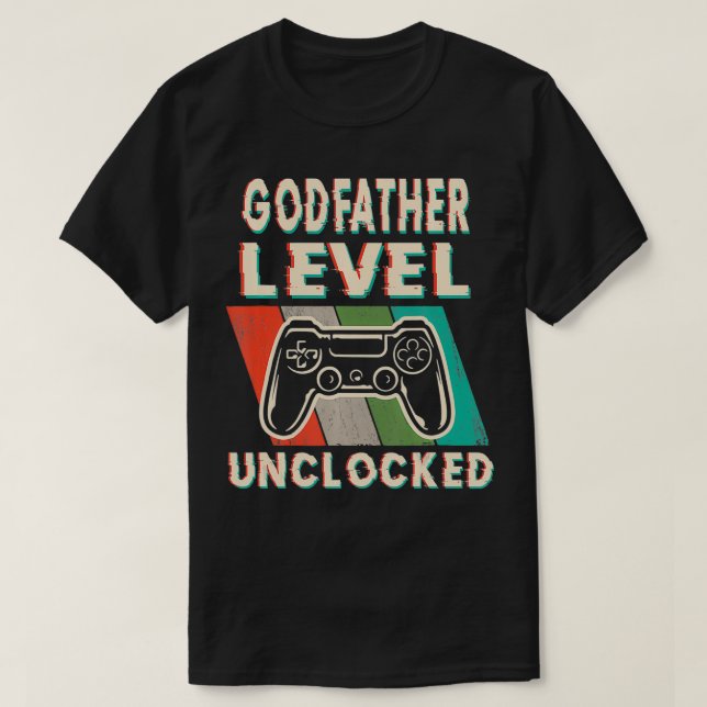 Mens Godfather Level Unlocked Funny Leveled Up To  T Shirt (Design framsida)