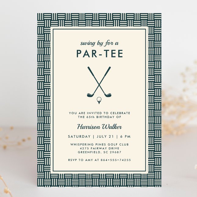 Mens Golf Birthday Party Any Age Modern Green Inbjudningar (Skapare uppladdad)