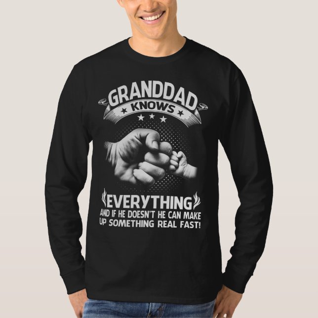 Mens GRANDDAD Knows Everything Shirt 60th Gift Fun T (Framsida)