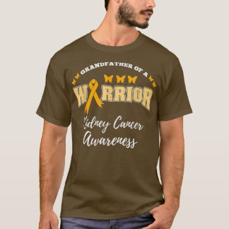 Mens Grandfather Of A Warrior Kidney Cancer Awaren T Shirt