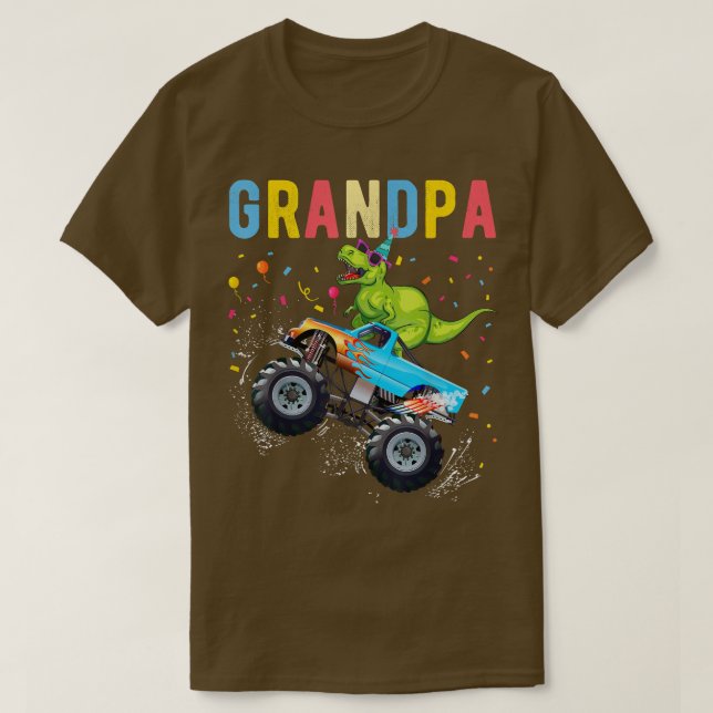 Mens Grandpa TRex Dinosaur Monster truck Birthday  T Shirt (Design framsida)
