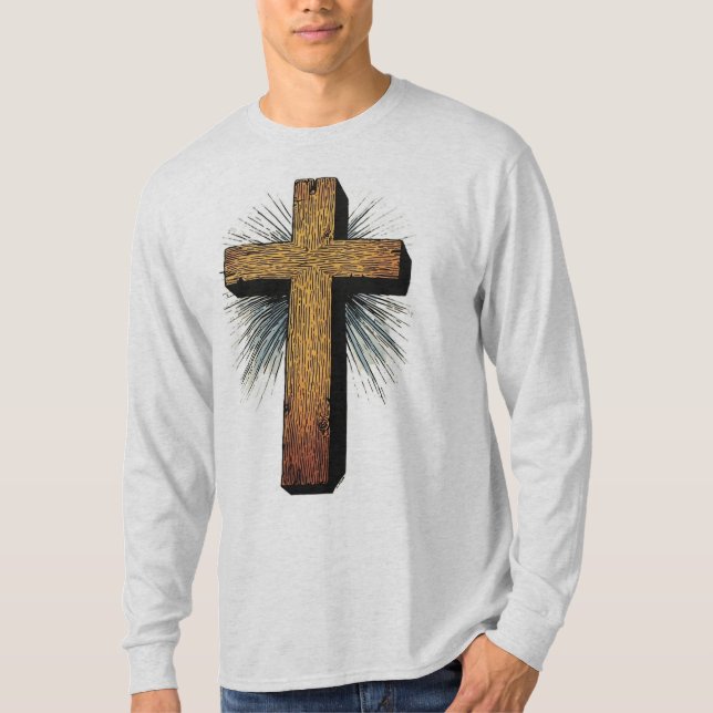Men's Graphic Christian Cross Long Sleeve Tee (Framsida)