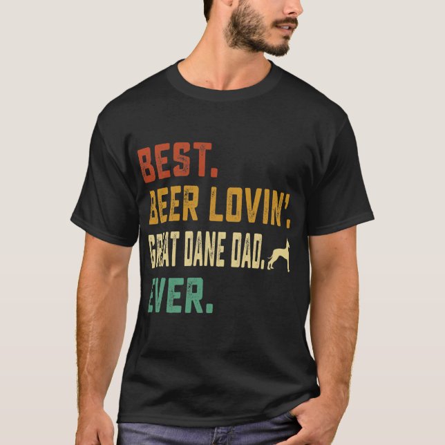 Mens Great Dane Lover Best Beer Loving Great Dane T Shirt (Framsida)