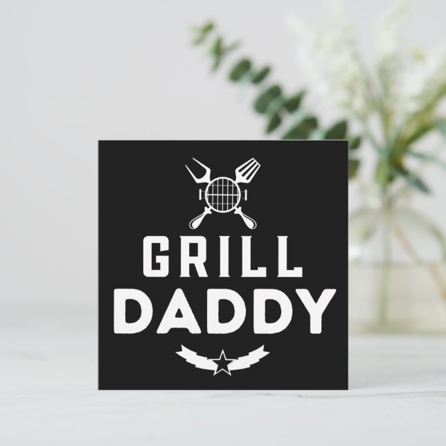 Mens Grill Mästare BBQ Och Rökning För Fars Dag Julkort (Stående Fram)