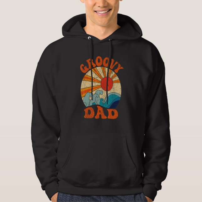 Mens Groovy Dad 70s Aesthetic Nostalgia 1970's Ret Hoodie (Framsida)
