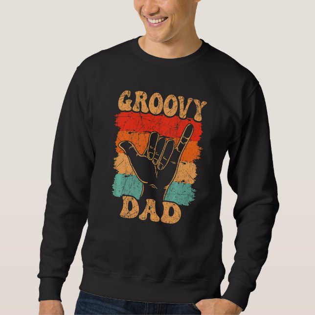 Mens Groovy Dad 70s Aesthetic Nostalgia 1970's Ret Lång Ärmad Tröja (Framsida)