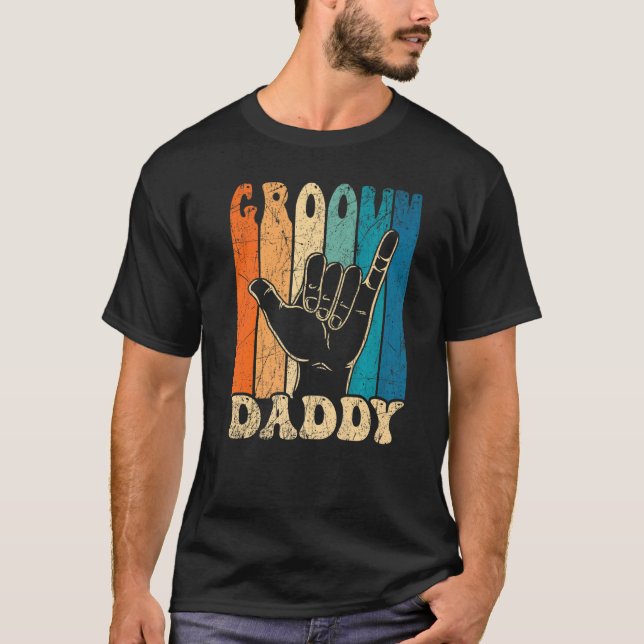 Mens Groovy Daddy 70s Aesthetic Nostalgia 1970's R T Shirt (Framsida)