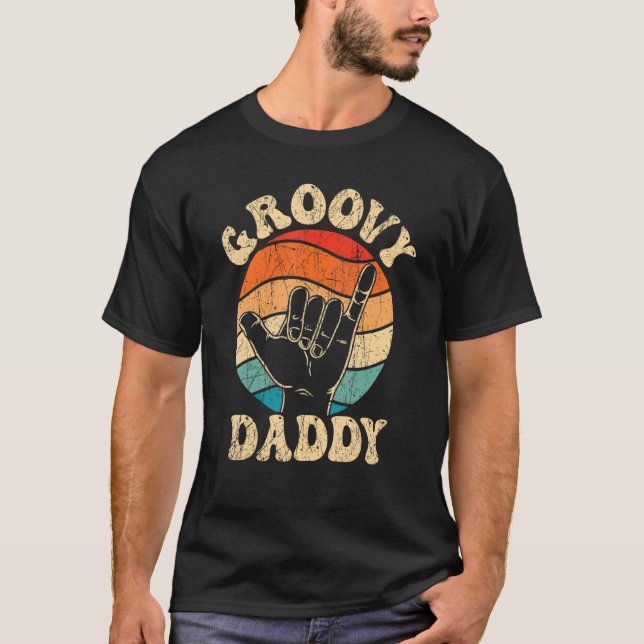 Mens Groovy Daddy 70s Aesthetic Nostalgia 1970's R T Shirt (Framsida)