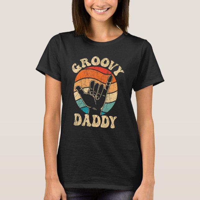 Mens Groovy Daddy 70s Aesthetic Nostalgia 1970's R T Shirt (Framsida)
