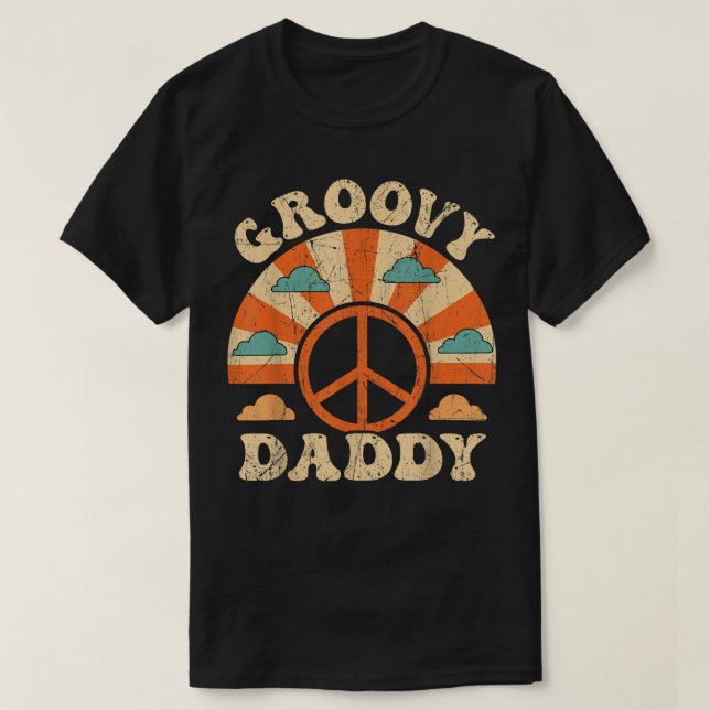 Mens Groovy Daddy 70s Aesthetic Nostalgia 1970's R T Shirt (Design framsida)