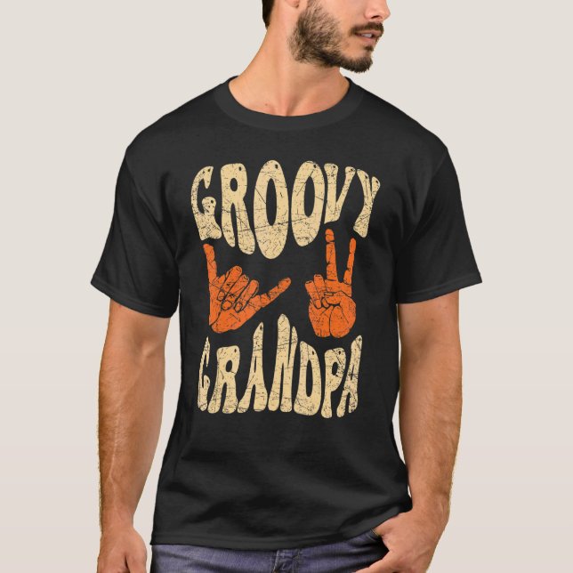 Mens Groovy Grandpa 70s Aesthetic Nostalgia 1970's T Shirt (Framsida)