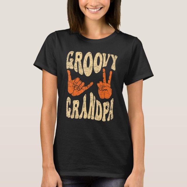 Mens Groovy Grandpa 70s Aesthetic Nostalgia 1970's T Shirt (Framsida)