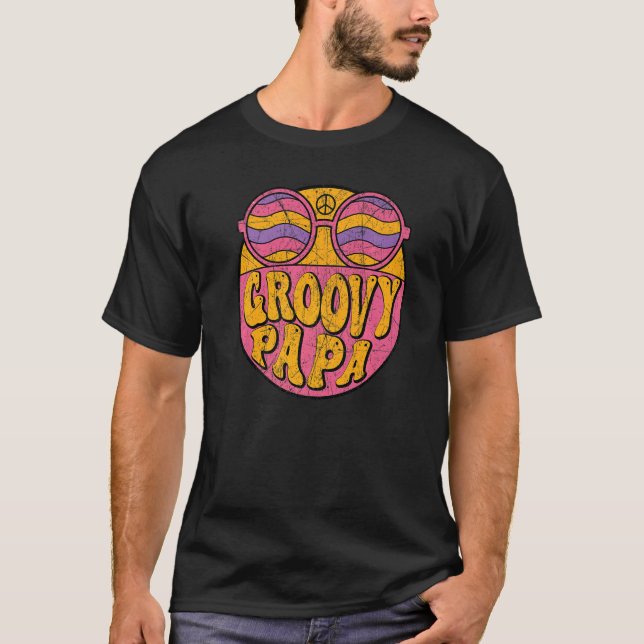 Mens Groovy Papa 70s Aesthetic Nostalgia 1970's Re T Shirt (Framsida)