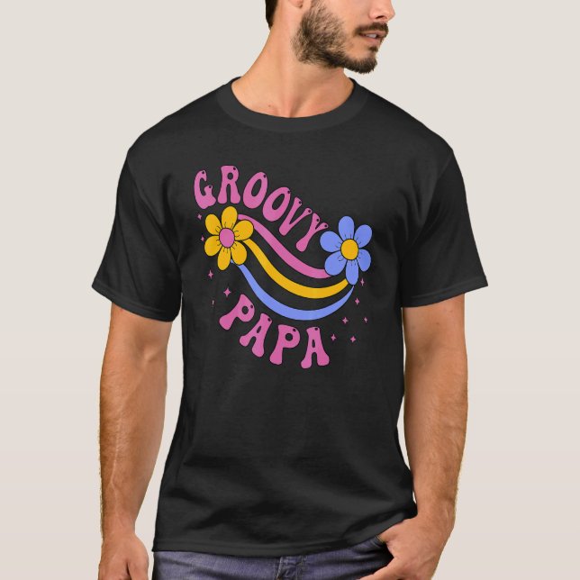 Mens Groovy Papa 70s Aesthetic Nostalgia 1970's Re T Shirt (Framsida)