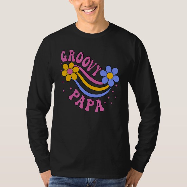 Mens Groovy Papa 70s Aesthetic Nostalgia 1970's Re T Shirt (Framsida)