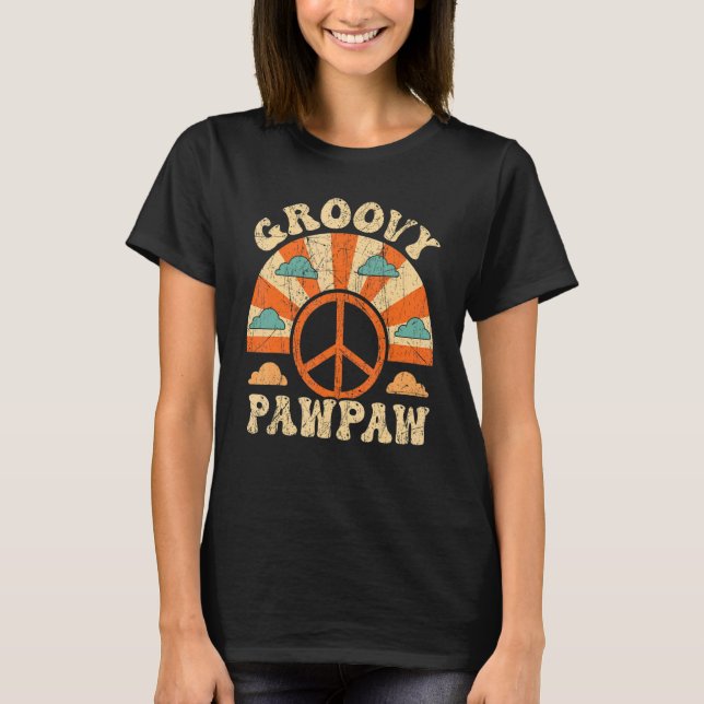 Mens Groovy Pawpaw 70s Aesthetic Nostalgia 1970's  T Shirt (Framsida)