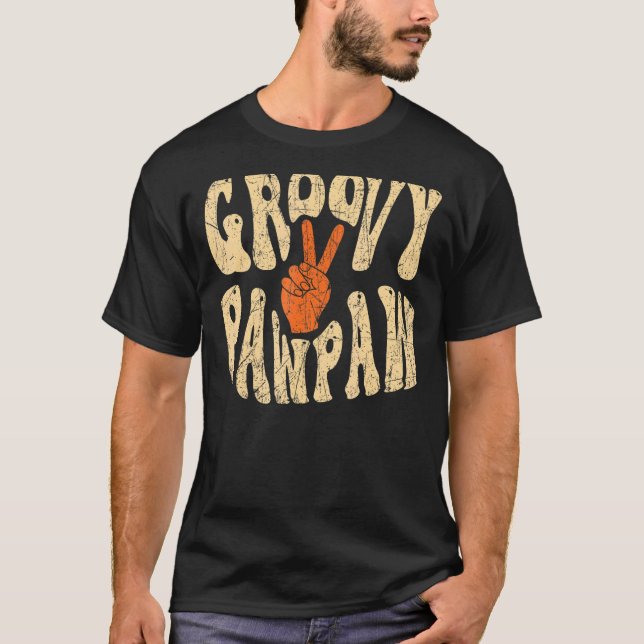 Mens Groovy Pawpaw 70s Aesthetic Nostalgia 1970's  T Shirt (Framsida)