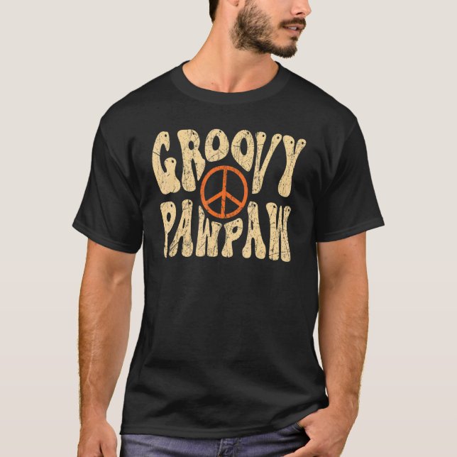 Mens Groovy Pawpaw 70s Aesthetic Nostalgia 1970's  T Shirt (Framsida)