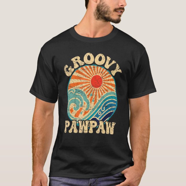 Mens Groovy Pawpaw 70s Aesthetic Nostalgia 1970's  T Shirt (Framsida)