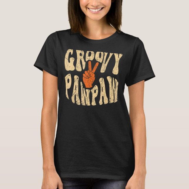 Mens Groovy Pawpaw 70s Aesthetic Nostalgia 1970's  T Shirt (Framsida)